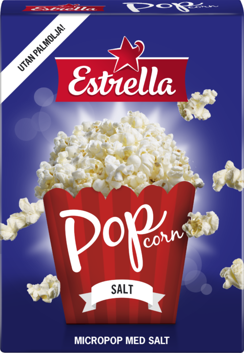 En blå förpackning micropopcorn salt 3pack